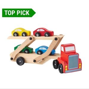 The Classic Wooden Car Carrier With Folding Ramp    NEW IN BOX